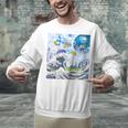 Frutiger Aero Aesthetic Tech Great Wave Of Kanagawa Fishes Raglan Baseball Tee Unisex Sweatshirt