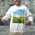 Frutiger Aero Aesthetic Tech Scenery Fishes Sunflower Raglan Baseball Tee Unisex Sweatshirt