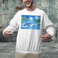 Frutiger Aero Dolphin Sunset Ocean With Palm Trees Y2k Premium Unisex Sweatshirt