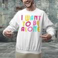 Introvert I Want To Be Alone Retro Wavy Unisex Sweatshirt