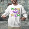 Mardi Gras Teacher Coquette Bow Pencil Apple Book Women Girl Unisex Sweatshirt