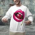 Rainbow Lips With a Cherry In The Mouth 80s Nostalgia Premium Tri-Blend Unisex Sweatshirt
