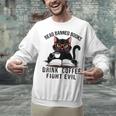 Read Banned Books Drink Coffee Fight Evil Retro Cat Unisex Sweatshirt