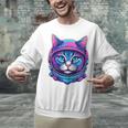 Retro 80s Cat In Space Suit Nostalgia Cat Vintage Astronaut Unisex Sweatshirt