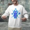 Yk2 Grunge Earthy Blue Cat With Stars Tomboy 90s Nostalgia Premium Tri-Blend Unisex Sweatshirt