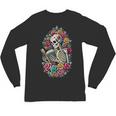 Book Lover Skeleton Reading With Dia De Los Muertos Flowers Unisex Long Sleeve T-Shirt