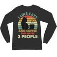 Cats Coffee & 3 People Tee Cute Font Introvert Humor Unisex Long Sleeve T-Shirt Cats Coffee & 3 People Tee Cute Font Introvert Humor Unisex Long Sleeve T-Shirt