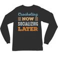 Crocheting Now Minimal Socializing Introvert Vintage Unisex Long Sleeve T-Shirt