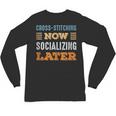 Cross-Stitching Now Minimal Socializing Introvert Vintage Unisex Long Sleeve T-Shirt