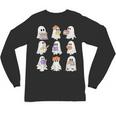 Cute Ghost Reading Books Teacher Halloween Reading Men Women Kids Unisex Long Sleeve T-Shirt
