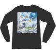 Frutiger Aero Aesthetic Tech Great Wave Of Kanagawa Fishes Unisex Long Sleeve T-Shirt