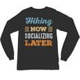 Hiking Now Minimal Socializing Introvert Vintage Unisex Long Sleeve T-Shirt