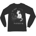 Introvert Cat With Coffee On Computer Antisocial Emo Goth Unisex Long Sleeve T-Shirt Introvert Cat With Coffee On Computer Antisocial Emo Goth Unisex Long Sleeve T-Shirt