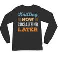 Knitting Now Minimal Socializing Introvert Vintage Unisex Long Sleeve T-Shirt