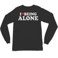 I Love Being Alone Introvert & Anxious Girl Red Heart Unisex Long Sleeve T-Shirt