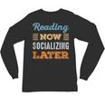 Reading Now Minimal Socializing Introvert Vintage Unisex Long Sleeve T-Shirt