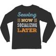 Sewing Now Minimal Socializing Introvert Vintage Unisex Long Sleeve T-Shirt