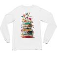 Book Stack With Flowers Reading Lover Bookish Unisex Long Sleeve T-Shirt