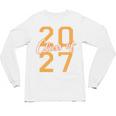 Class Of 2027 Graduation Varsity Orange On The Back Premium Tri-Blend Unisex Long Sleeve T-Shirt
