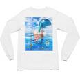 Frutiger Aero Aesthetic Tech Bubble Tea Boba Milktea Fishes Raglan Baseball Tee Unisex Long Sleeve T-Shirt