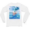 Frutiger Aero Aesthetic Tech Bubble Tea Boba Milktea Fishes Unisex Long Sleeve T-Shirt