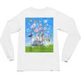 Frutiger Aero Aesthetic Tech Cherry Blossom Fishes Bubbles Raglan Baseball Tee Unisex Long Sleeve T-Shirt