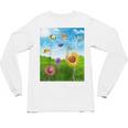 Frutiger Aero Aesthetic Tech Scenery Fishes Sunflower Raglan Baseball Tee Unisex Long Sleeve T-Shirt