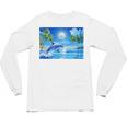 Frutiger Aero Dolphin Sunset Ocean With Palm Trees Y2k Premium Unisex Long Sleeve T-Shirt