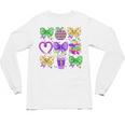 Mardi Gras Teacher Coquette Bow Pencil Apple Book Women Girl Unisex Long Sleeve T-Shirt