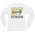 Senior Class Of 2027 Graduation Yellow And Blue On The Back Premium Tri-Blend Unisex Long Sleeve T-Shirt