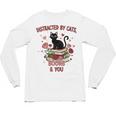 Women's Cat Books Romantic Floral Aesthetic Book Lover Cat Owner Unisex Long Sleeve T-Shirt