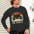 Ew People Retro Cat Vintage Anti-Social Introvert Unisex Long Sleeve T-Shirt