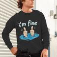 I'm Fine Drowning Thumbs Up Introvert Meme Humor Unisex Long Sleeve T-Shirt