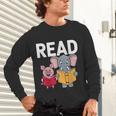 Pig Elephant Reading Cute Book Lover Bookworm Boys Girls Kid Unisex Long Sleeve T-Shirt