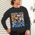 Senior 2026 Retro Groovy Flowers Graduation Unisex Long Sleeve T-Shirt