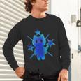 Yk2 Grunge Earthy Blue Cat With Stars Tomboy 90s Nostalgia Unisex Long Sleeve T-Shirt
