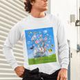 Frutiger Aero Aesthetic Tech Cherry Blossom Fishes Bubbles Raglan Baseball Tee Unisex Long Sleeve T-Shirt