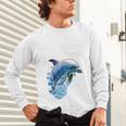 Frutiger Aero Splashy Dolphin Y2k Aesthetic Graphic Premium Unisex Long Sleeve T-Shirt