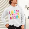 Introvert I Want To Be Alone Retro Wavy Unisex Long Sleeve T-Shirt