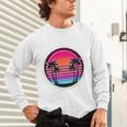 Retro 80s Synthwave Sunset & Palm Trees Retro Nostalgia 80s Unisex Long Sleeve T-Shirt