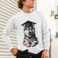 Siberian Husky Dog Graduation Cap Training School Graduate Men Women Kids Unisex Long Sleeve T-Shirt