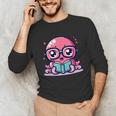 Adorable Book Lover Octopus With Reading Glasses Cute Unisex Long Sleeve T-Shirt