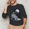 Aesthetic Spaceman Astronaut On The Moon Space Introvert Unisex Long Sleeve T-Shirt Aesthetic Spaceman Astronaut On The Moon Space Introvert Unisex Long Sleeve T-Shirt