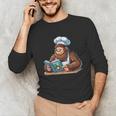 Bigfoot Reading a Cookbook Unisex Long Sleeve T-Shirt Bigfoot Reading a Cookbook Unisex Long Sleeve T-Shirt