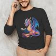Bookworm Book Lover Women Girls Dragon Reading Unisex Long Sleeve T-Shirt
