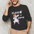 Class Of 2018 Graduation Him Her Unicorn Dabbing Shirt Unisex Long Sleeve T-Shirt