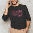 Class Of 2026 Pink Coquette Bow Cap Senior 2026 Graduation Unisex Long Sleeve T-Shirt