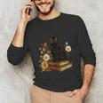 Cute Cat Book Flowers Unisex Long Sleeve T-Shirt Cute Cat Book Flowers Unisex Long Sleeve T-Shirt