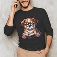 Cute Dog Puppy English Bulldog Reading Book Unisex Long Sleeve T-Shirt Cute Dog Puppy English Bulldog Reading Book Unisex Long Sleeve T-Shirt