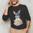 Cute Reading Bunny With Glasses Books Reader Book Bookworm Unisex Long Sleeve T-Shirt